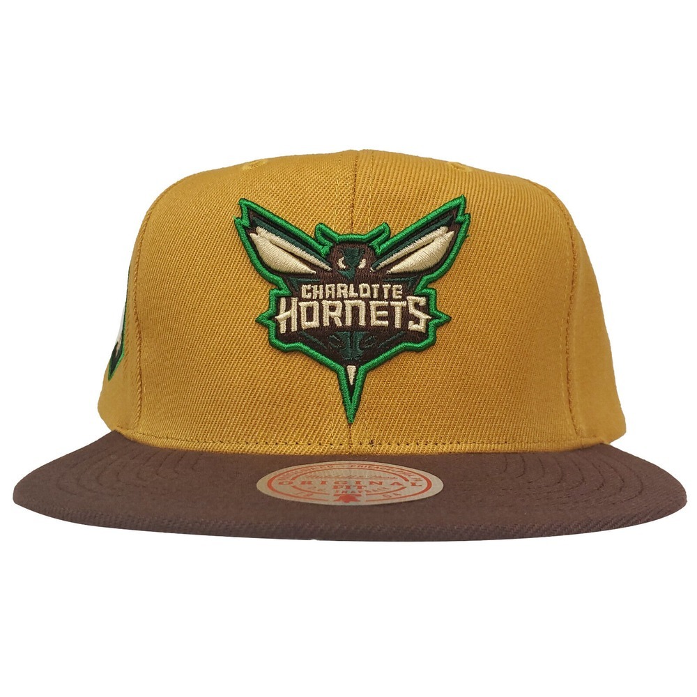 Charlotte Hornets Mitchell & Ness NBA Snapback Hat Cap 3D Logo‎ Khaki Brown NWT